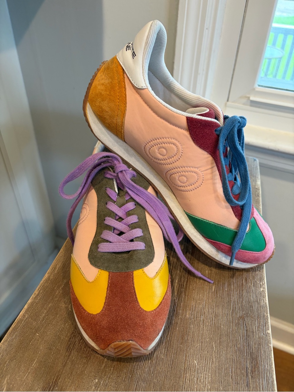 Charlotte Stone Rocky Sneaker mismatched Leather Multicolor Shoes Size 7 6.5
